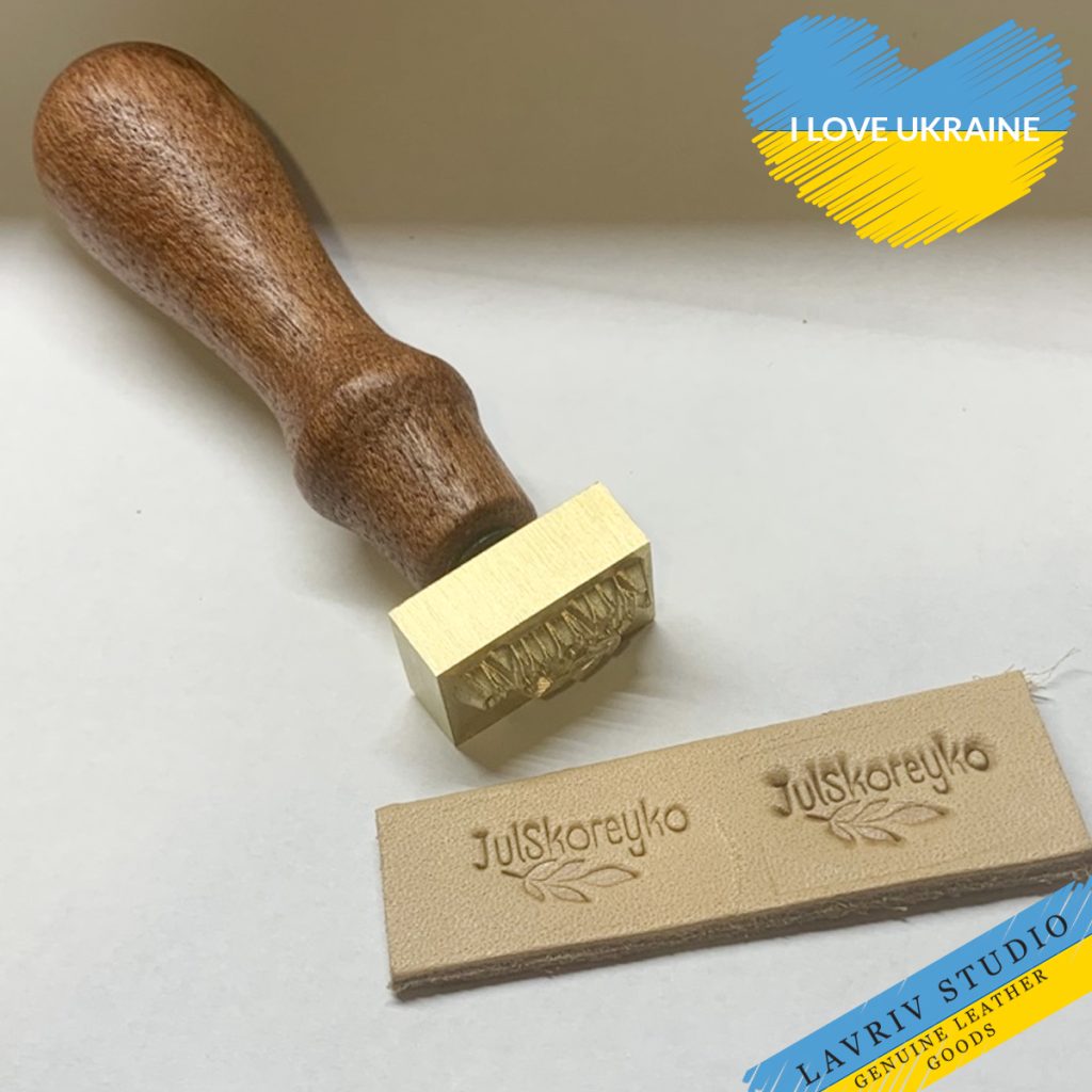 Brass leather stamp for handmade product personalization with handle