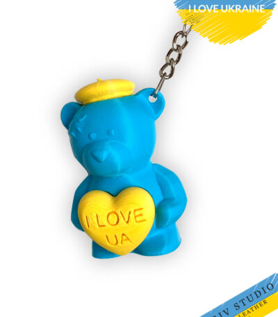 Stylish keychain bear with Ukraine in heart Lavriv Studio 3